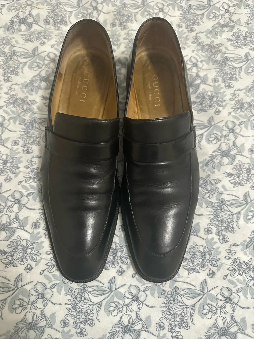 Gucci Black Leather Men's Slip-On Loafers